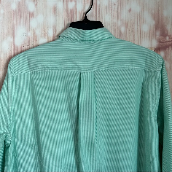 Everlane The Silky Cotton Relaxed Mint Green Striped Button Up Shirt Size 4 - Picture 8 of 14